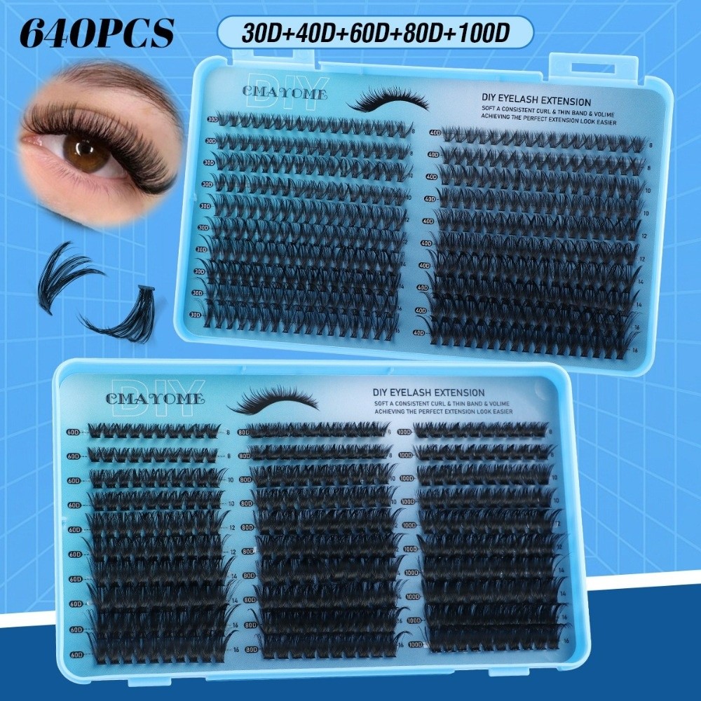 Eyelash Extension Volume Lashes - 640Pcs 8-16mm Length False Eyelashes Fluffy