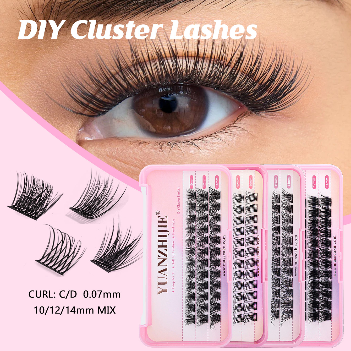 YUANZHIJIE 36PCS Cluster Cat E - Eyelash Extension Cat Eye Wispy ulasan dan harga