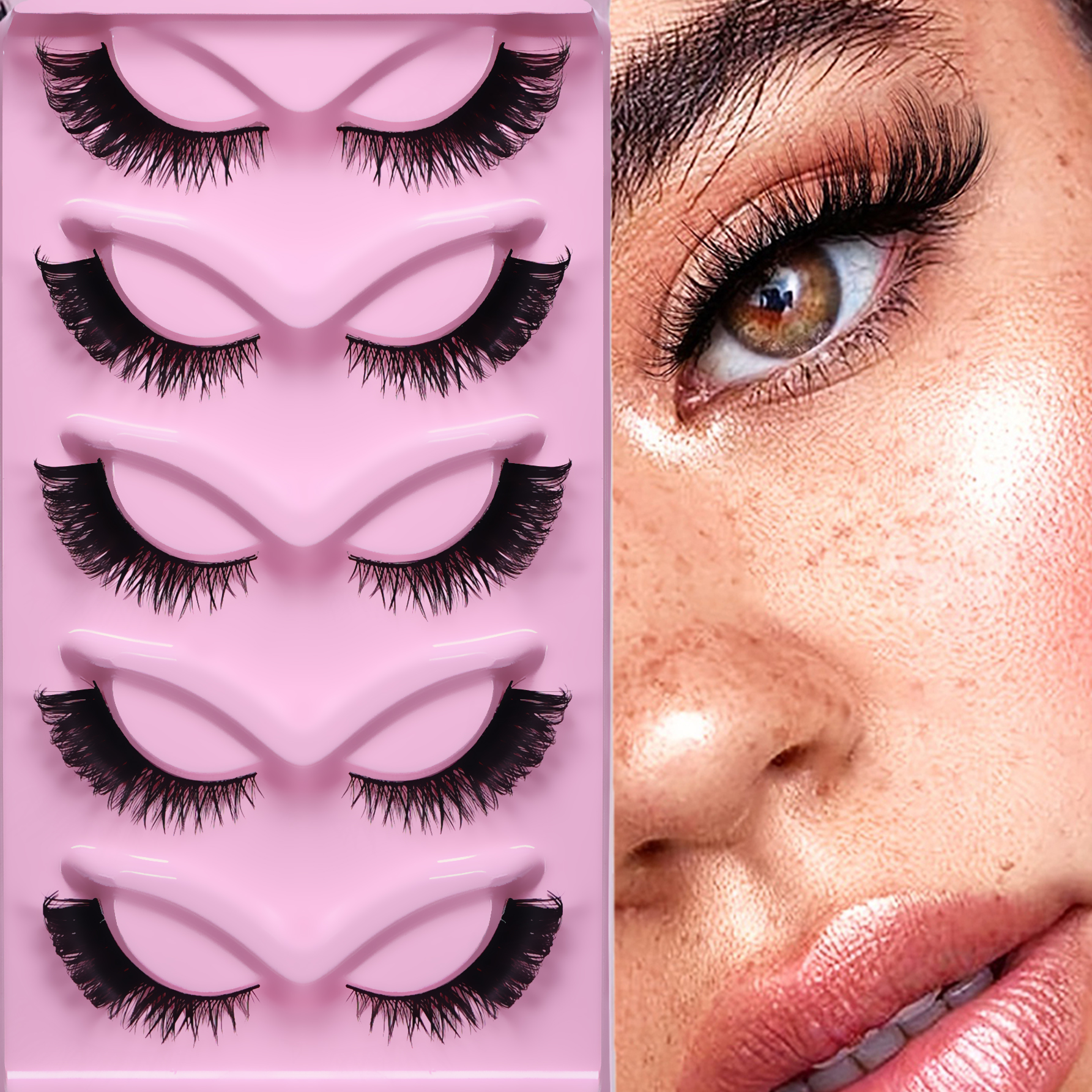 5 Pairs Cat Eye Lashes Fluffy  - Eyelash Extension Cat Eye Wispy ulasan dan harga