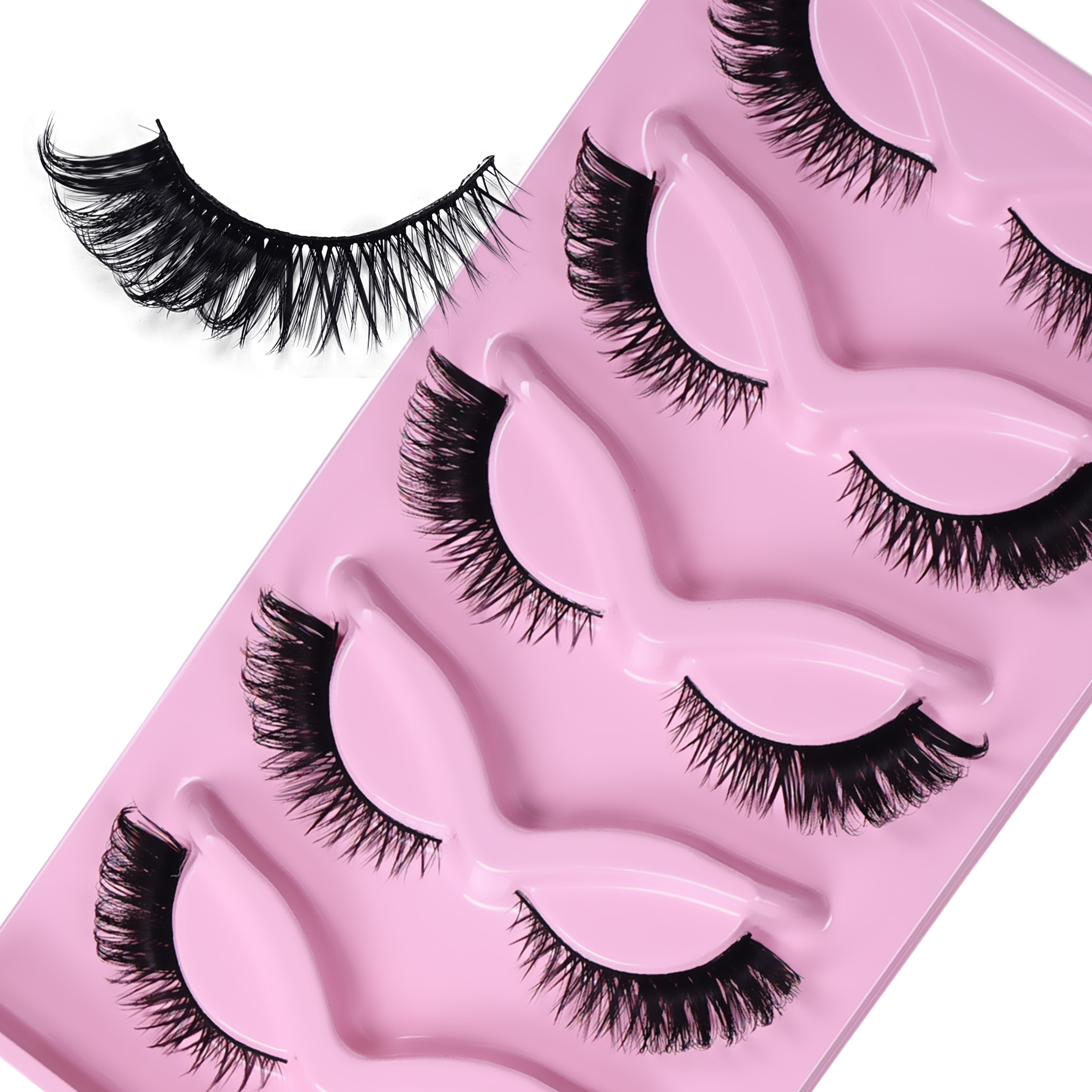 5 Pairs Cat Eye Lashes Fluffy  - Eyelash Extension Cat Eye Wispy ulasan dan harga