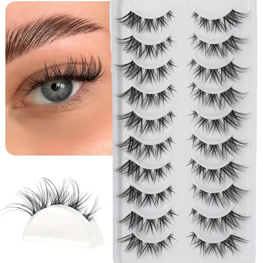 10 Pairs False Eyelashes Clust - Eyelash Extension Cat Eye Wispy ulasan dan harga