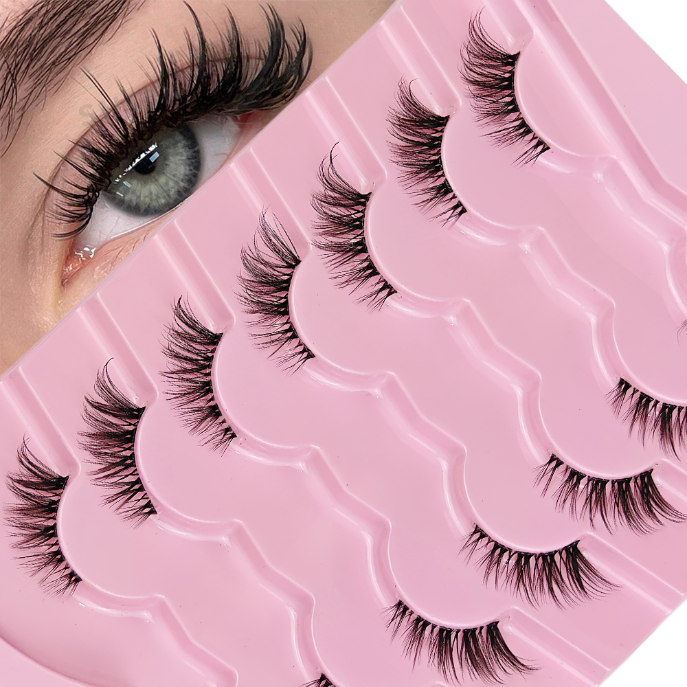 7 Pairs Half Lashes With Clear - Eyelash Extension Cat Eye Wispy ulasan dan harga