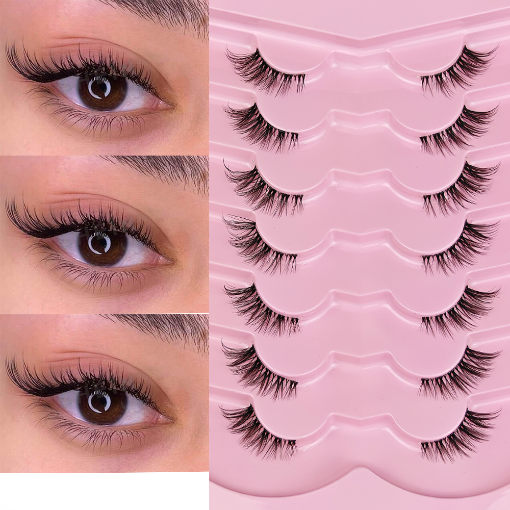 7 Pairs Half Lashes With Clear - Eyelash Extension Cat Eye Wispy ulasan dan harga