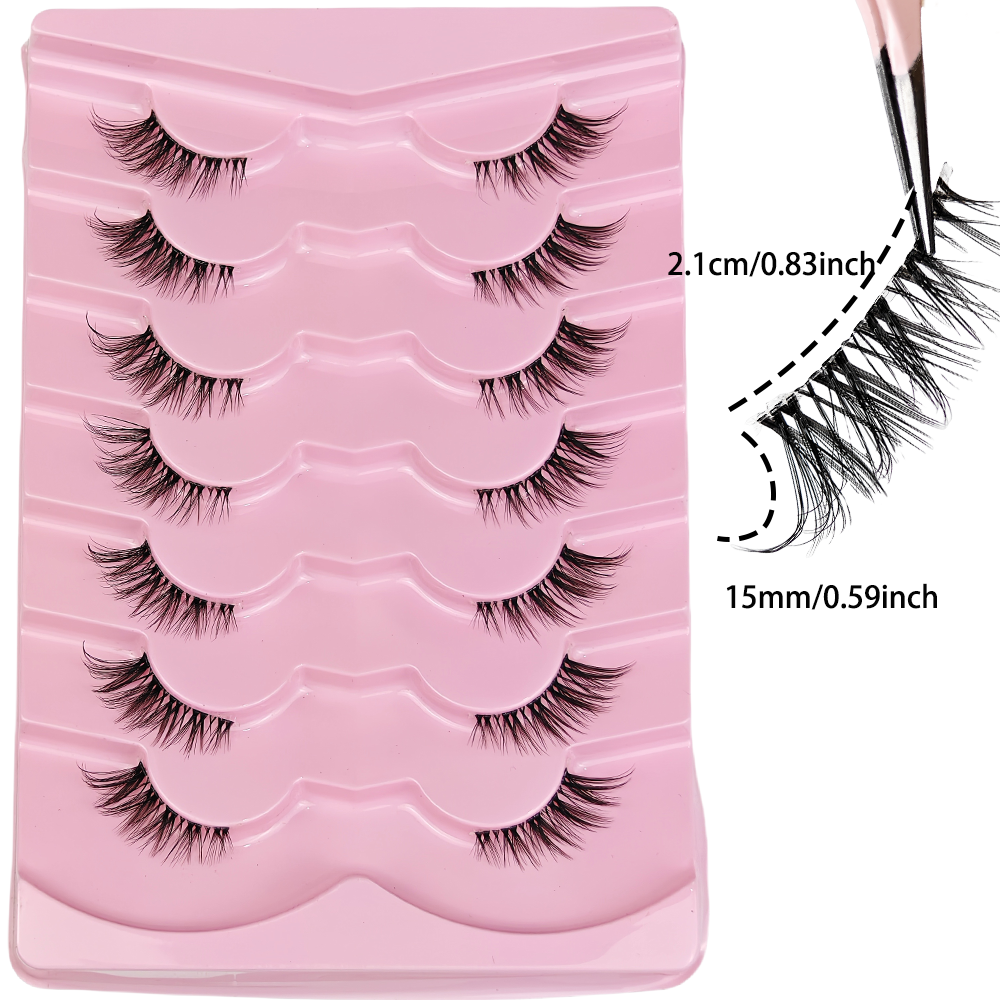 7 Pairs Half Lashes With Clear - Eyelash Extension Cat Eye Wispy ulasan dan harga