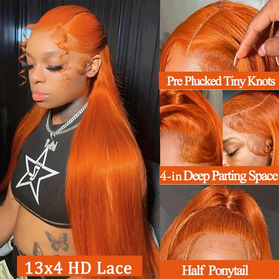 Ginger Orange Straight 13X6 Hd - Eyelash Extension Natural Look ulasan dan harga